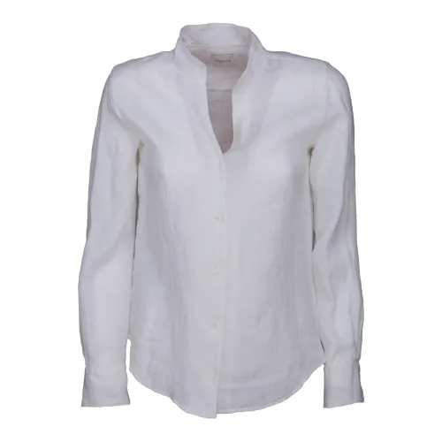Bagutta , Linen Korean Collar Shirt ,White female, Sizes: