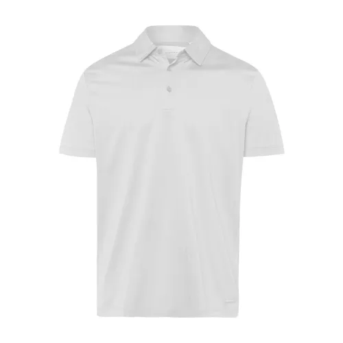 Baldessarini , Polo Shirt with Button Placket and Leather Label ,White male, Sizes: