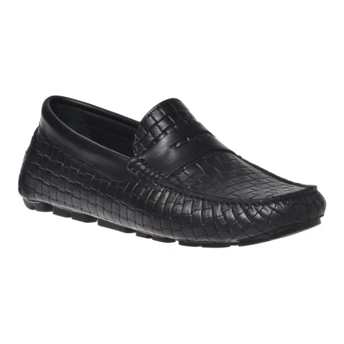Baldinini , Black woven print loafer ,Black male, Sizes: