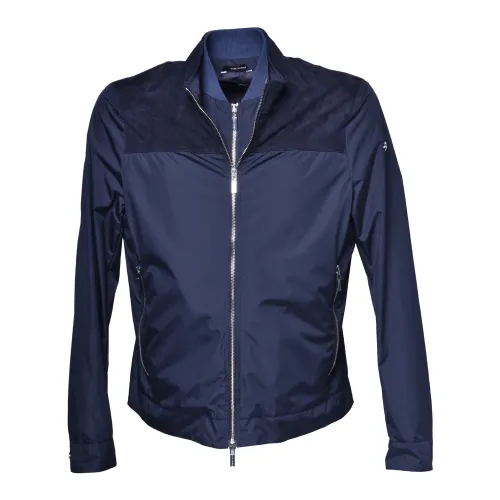 Baldinini , Down jacket in navy blue fabric ,Blue male, Sizes: