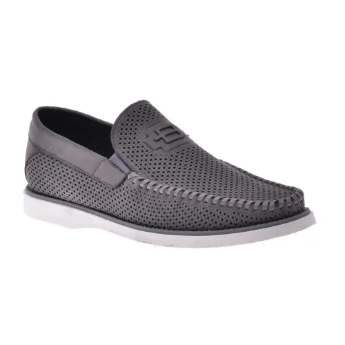 Baldinini , Loafer in grey perforated nubuck ,Gray male, Sizes: