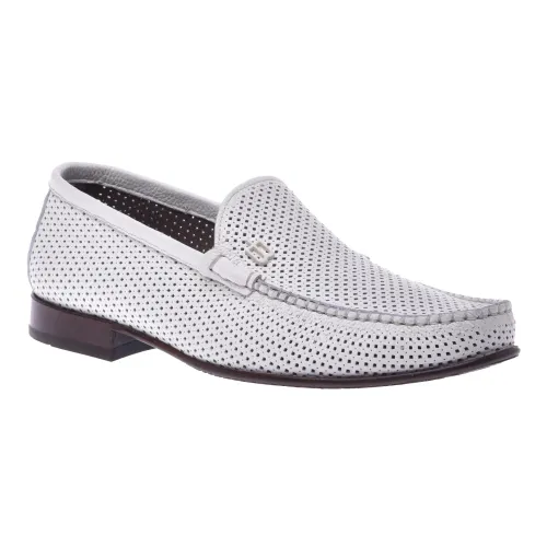 Baldinini , Loafer in white perforated calfskin ,White male, Sizes: