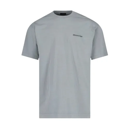 Balenciaga , Balenciaga BB Logo embroidered Oversized T-Shirt in Grey ,Gray male, Sizes: