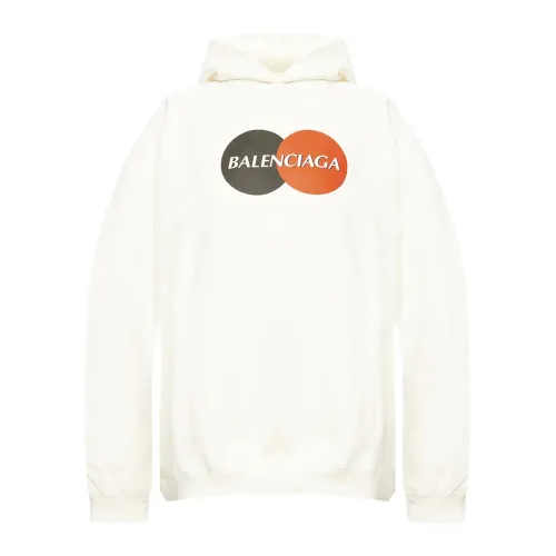 Balenciaga , Balenciaga Logo Hooded Sweatshirt ,White male, Sizes: