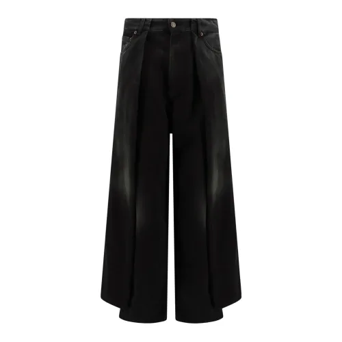 Balenciaga , Black Cotton Trousers with Zip Closure ,Black male, Sizes: