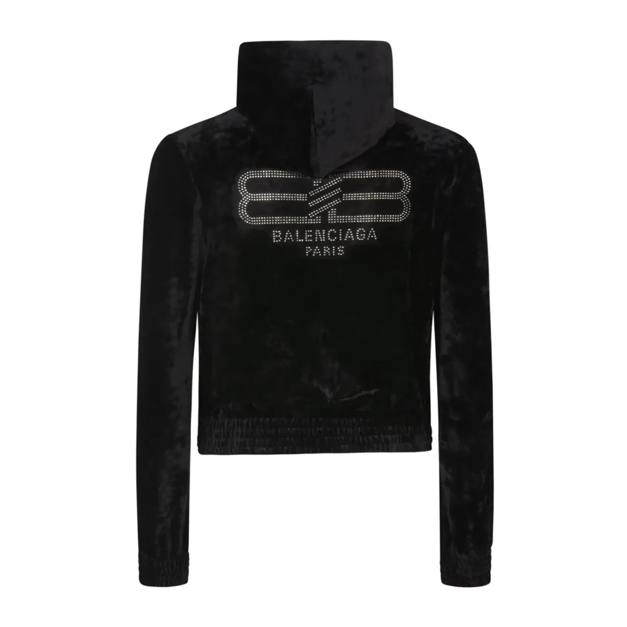 Balenciaga , Black Fitted Zip Up Hoodie Sweaters ,Black female, Sizes: