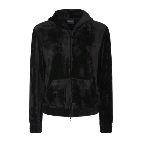 Balenciaga , Black Fitted Zip Up Hoodie Sweaters ,Black female, Sizes: