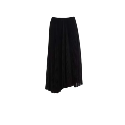 Balenciaga , Black Georgette Plissé Midi Skirt ,Black female, Sizes: