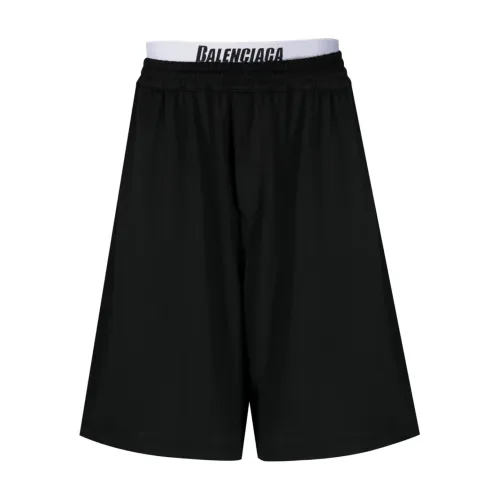 Balenciaga , Black Logo Waistband Swim Shorts ,Black male, Sizes:
