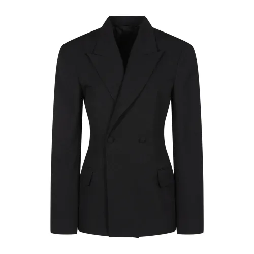 Balenciaga , Black Round Shoulder Fitted Waist Jacket ,Black female, Sizes: