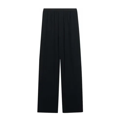 Balenciaga , Black Viscose Pants with Logo Waistband ,Black male, Sizes: