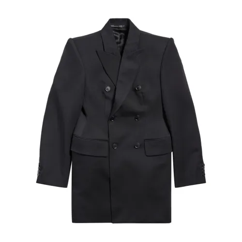 Balenciaga , Black Wool Double-Breasted Jacket ,Black female, Sizes:
