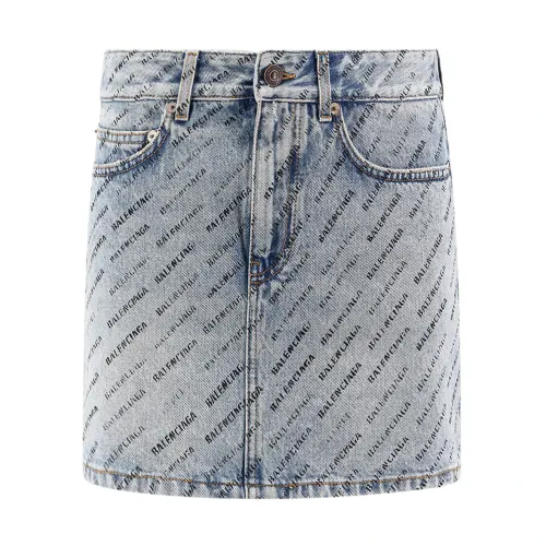 Balenciaga , Blue Denim Skirt Low Waist Zip ,Blue female, Sizes: