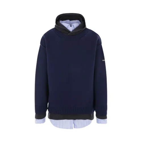 Balenciaga , Blue Layered Trompe-loeil Sweater ,Blue male, Sizes: