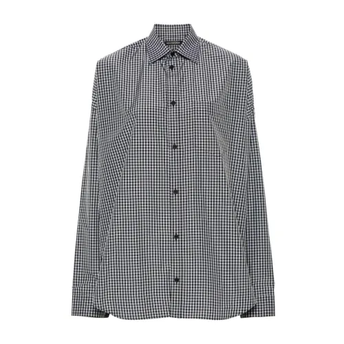 Balenciaga , Check Pattern Wingtip Collar Shirt ,Multicolor female, Sizes: