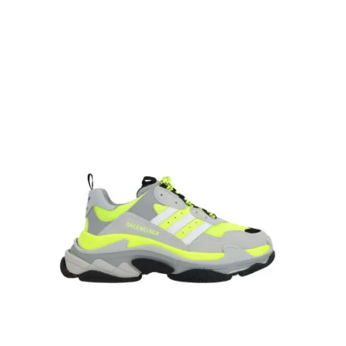Balenciaga , Collaboration Low-Top Sneakers in Light Grey and Fluorescent Yellow ,Multicolor male, Sizes:
