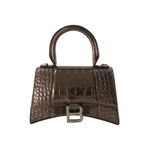 Balenciaga , Croc-Embossed Leather Handbag ,Gray female, Sizes: ONE SIZE