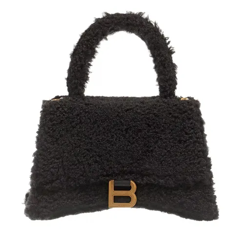Balenciaga Crossbody Bags - Furry Hourglass Small Handbag With Strap - black - Crossbody Bags for ladies