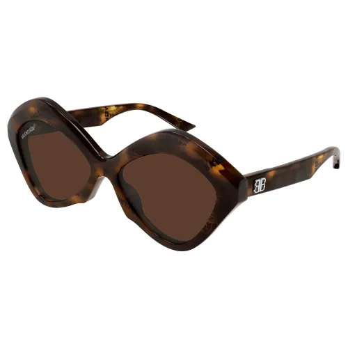 Balenciaga , Dark Havana Sunglasses with Brown Signature ,Brown female, Sizes: