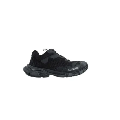 Balenciaga , Destroyed Low-Top Sneakers in Black Mesh and Faux Leather ,Black female, Sizes: