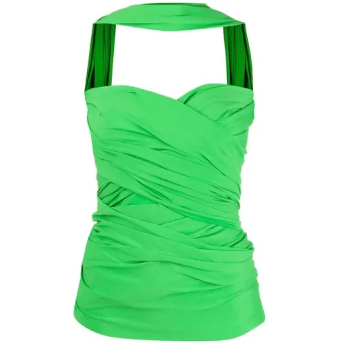 Balenciaga , draped stretch jersey top in green ,Green female, Sizes: