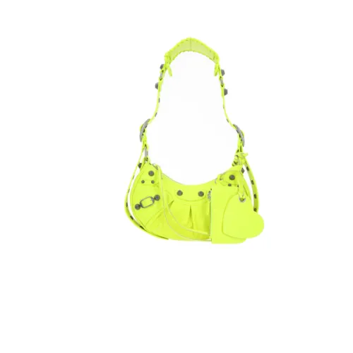 Balenciaga , Fluorescent Yellow Arena Leather Shoulder Bag with Studs and Buckles ,Yellow female, Sizes: ONE SIZE