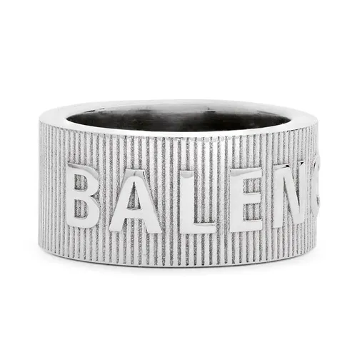 BALENCIAGA Force Striped Ring - Silver