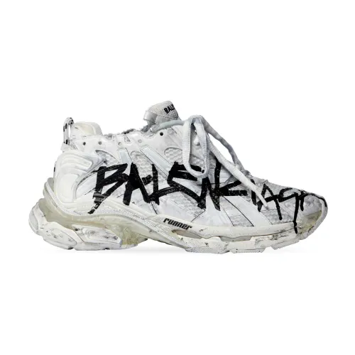 Balenciaga , Graffiti Mesh Sneaker in White ,Multicolor female, Sizes: