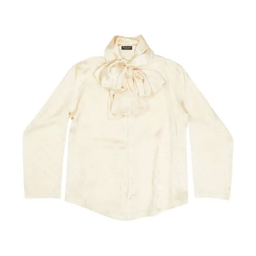 Balenciaga , Letters all over hooded blouse ,Beige female, Sizes: