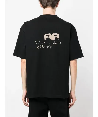 Balenciaga Mens Hand Draw BB Icon Logo T-Shirt in Black Cotton