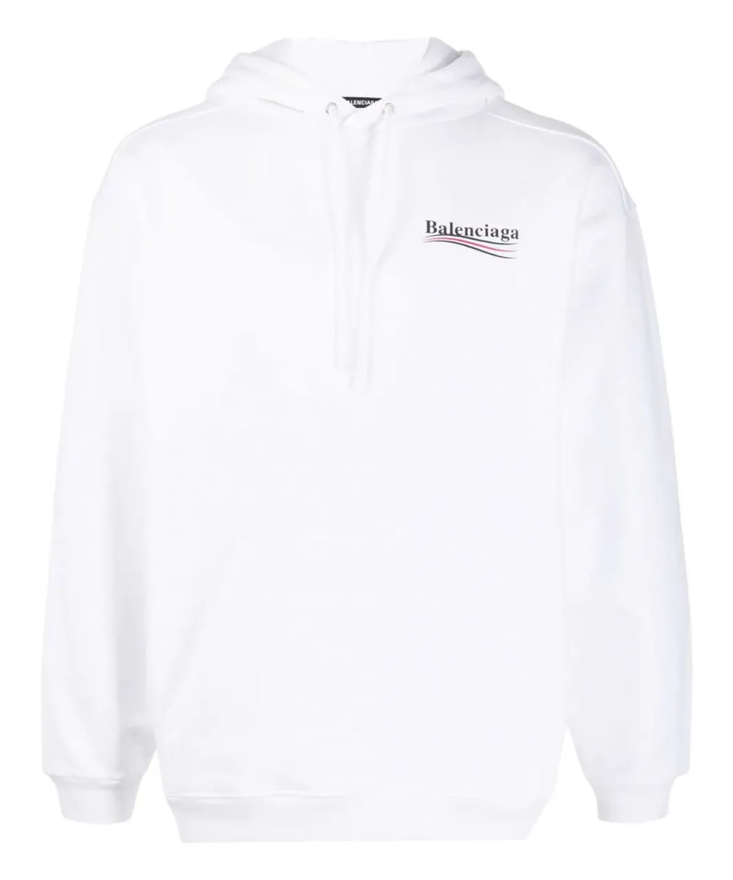Balenciaga Mens Political Campaign Logo Hoodie in White Cotton
