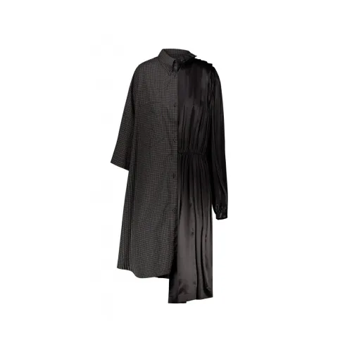 Balenciaga , Micro Tartan Shirt Dress ,Black female, Sizes: