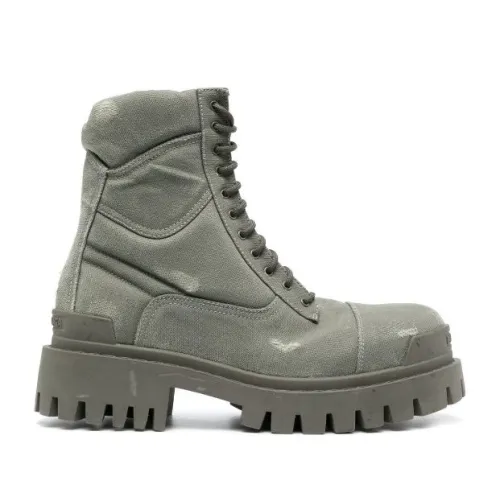 Balenciaga , Military-Style Lace-Up Boots ,Green female, Sizes: