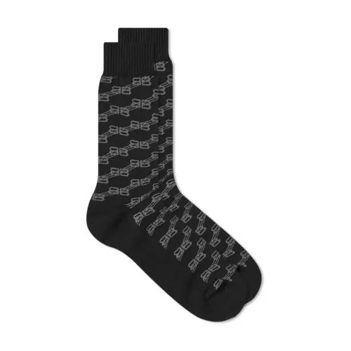 Balenciaga , Monogram Logo Socks ,Black male, Sizes: