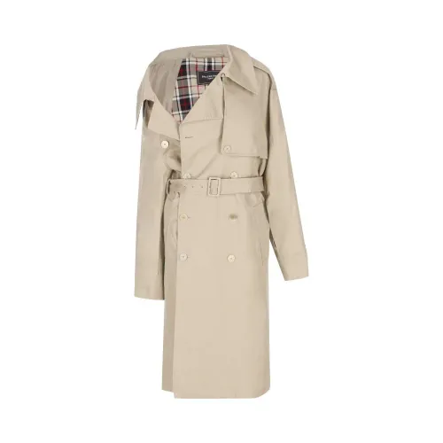 Balenciaga , Off-Shoulder Trench Coat ,Beige female, Sizes: