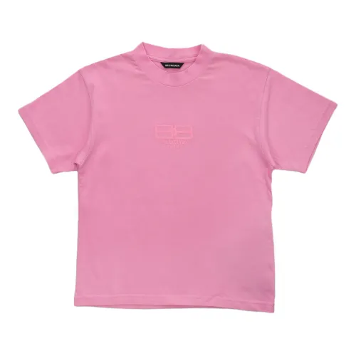 Balenciaga , Paris Icon Logo Pink T-Shirt ,Pink female, Sizes: