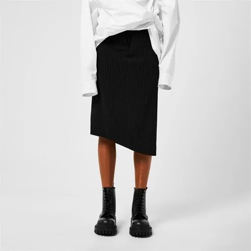 BALENCIAGA Pinstripe Midi Skirt - Black
