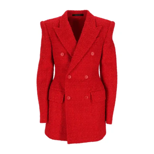 Balenciaga , Red Jacket with Peak Lapels ,Red female, Sizes: