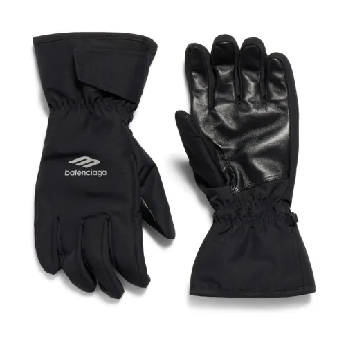 Balenciaga , Ripstop Gloves with Contrasting Panels ,Black male, Sizes: