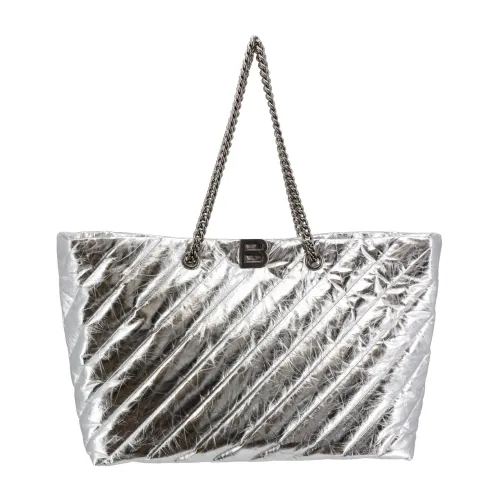 Balenciaga , Silver Leather Shoulder Bag ,Gray female, Sizes: ONE SIZE