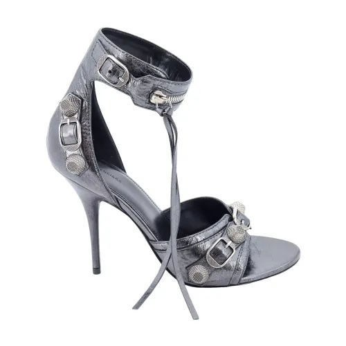 Balenciaga , Silver Stiletto Heel Sandals ,Gray female, Sizes: