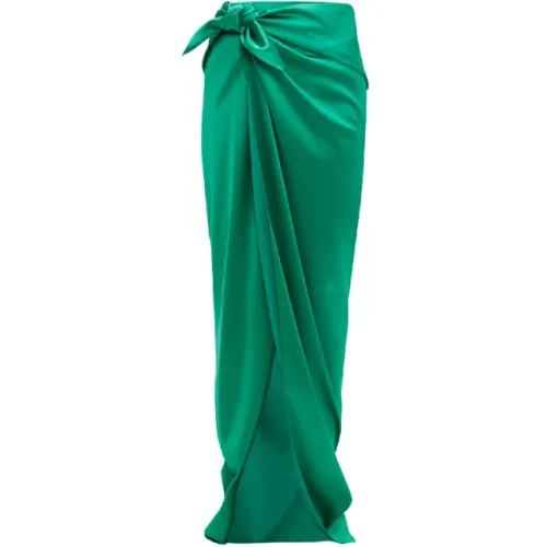 Balenciaga , stretch satin wrap skirt in green ,Green female, Sizes: