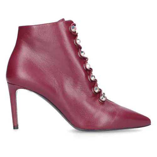 Balenciaga , Wawf0 Calf Leather Ankle Boots ,Red female, Sizes: