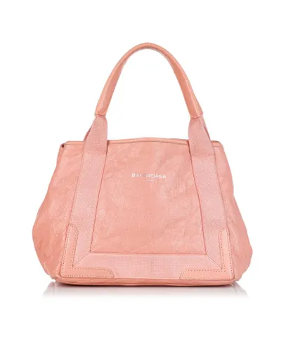 Balenciaga Womens Vintage Navy Cabas S Leather Tote Bag Pink - One Size