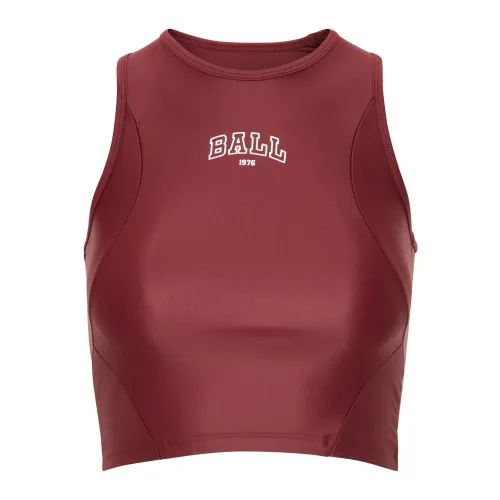 Ball , Sporty Bordeaux Top with Logo Print ,Brown female, Sizes: