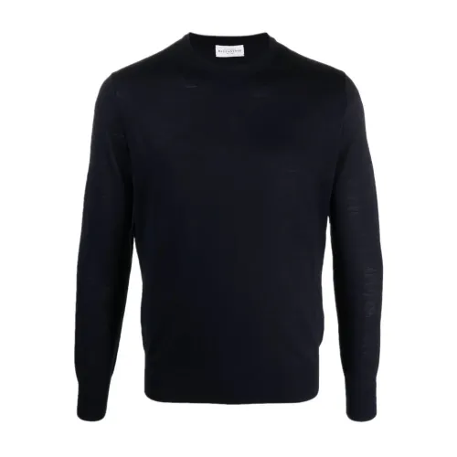 Ballantyne , Blue Wool Sweater with Ribbed Hems ,Blue male, Sizes: