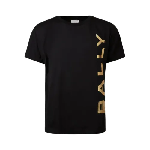 Bally , Black Cotton T-shirt with Print ,Black male, Sizes: