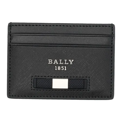 Bally , Black Leather Cardholder with Stripe Detail ,Black male, Sizes: ONE SIZE