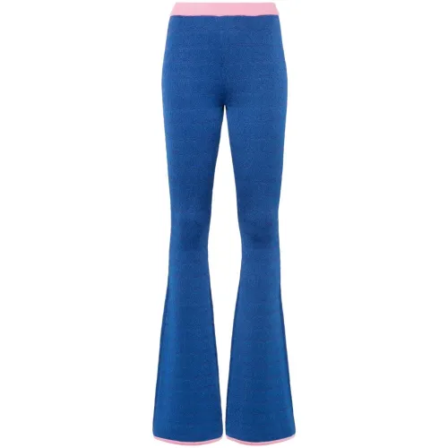 Bally , Blue Knitted Flared Trousers ,Blue female, Sizes: