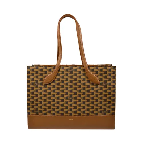 Bally , Geometric Pattern Square Shopping Bag ,Brown female, Sizes: ONE SIZE